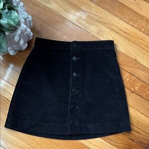 American Apparel, Black Corduroy Button-Front Skirt, Women’s Size XS